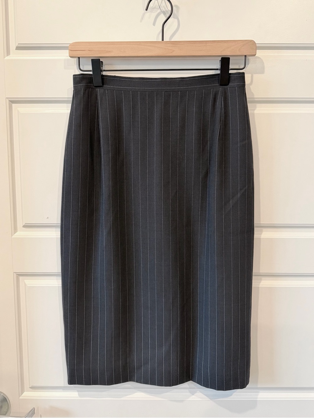 Vintage Genny Italian Pinstripe Mini Skirt – Wool Silk Blend – Y2K Office Siren